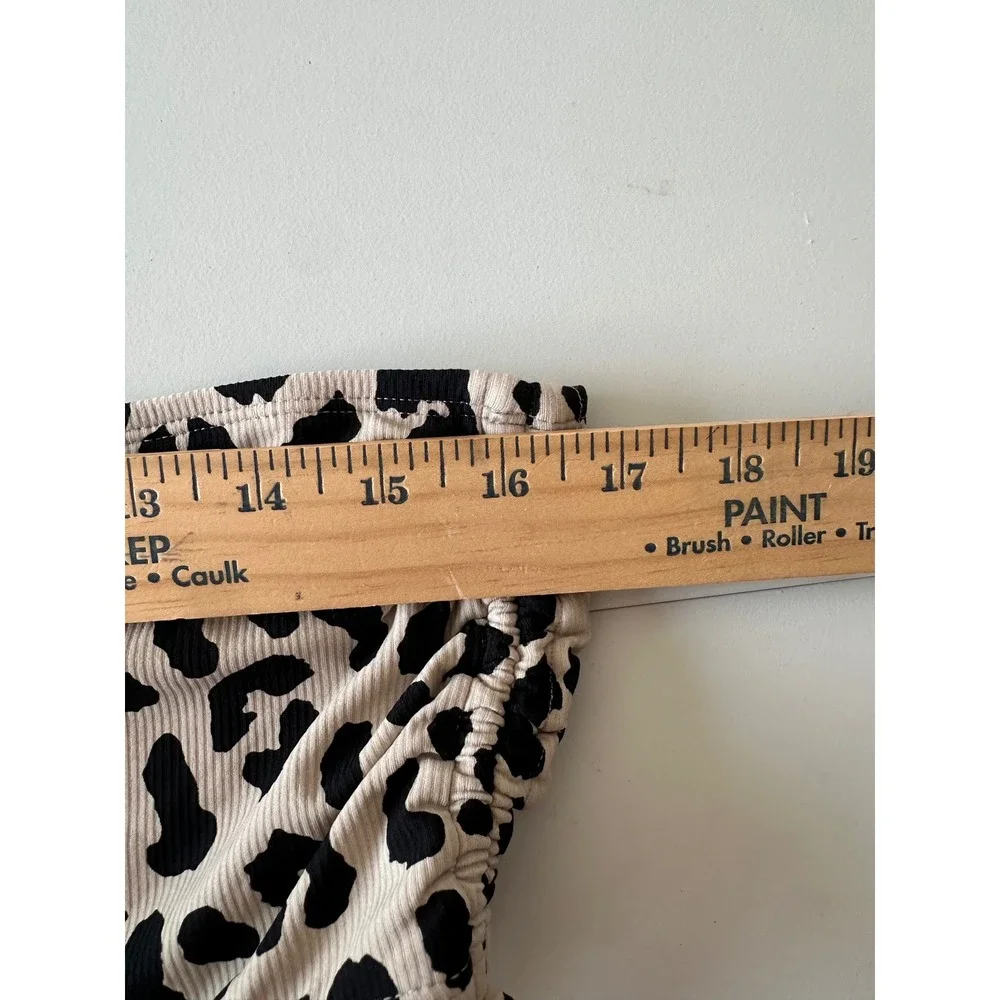 Freshwater Leopard Print Ribbed Tankini Set High Waist Ruched Two Piece XL 1X